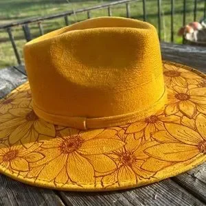 Accessories | Vegan Suede Custom Yellow Sunflower Hat | Poshmark display picture 2